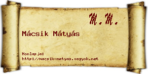 Mácsik Mátyás névjegykártya